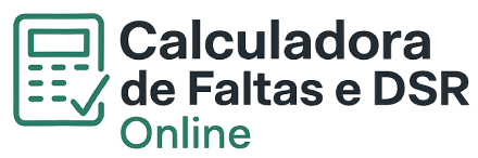 Logo da Calculadora de Faltas e DSR Online com ícone de calculadora verde e texto moderno